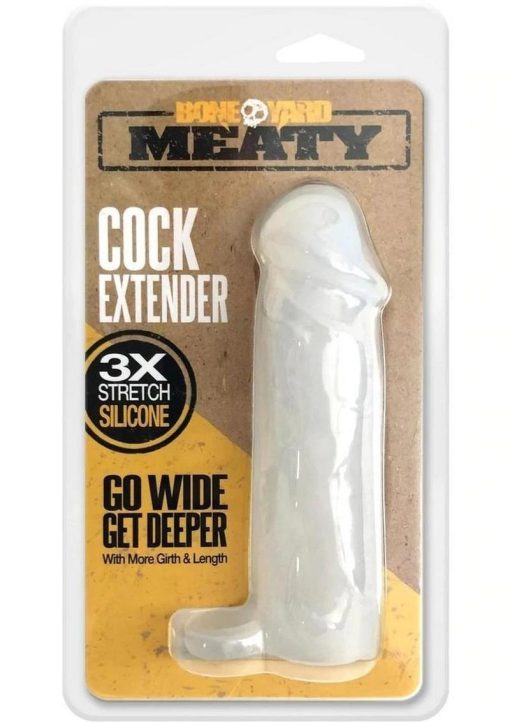 Boneyard Meaty 3X Stretch Silicone Penis Extender 6.5in - Clear - Image 2