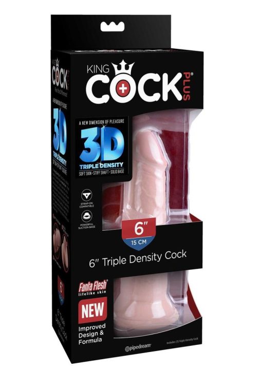 King Cock Plus Triple Density Dildo 6in - Vanilla - Image 2