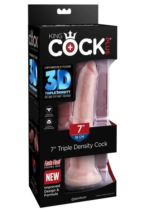 King Cock Plus Triple Density Dildo 7in - Vanilla - Image 2