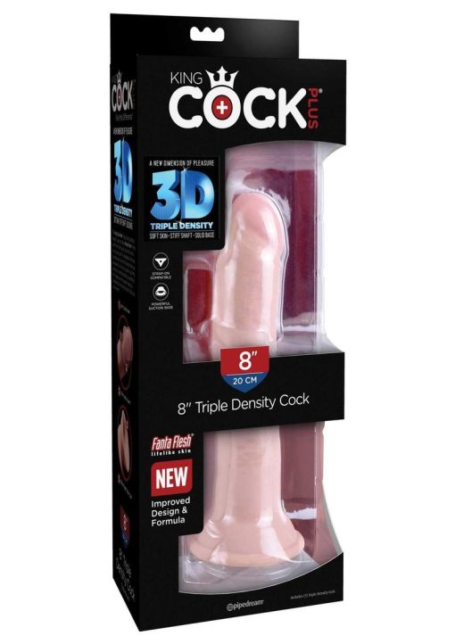 King Cock Plus Triple Density Dildo 8in - Vanilla - Image 2