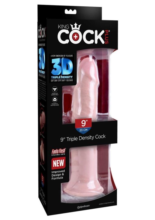 King Cock Plus Triple Density Dildo 9in - Vanilla - Image 2