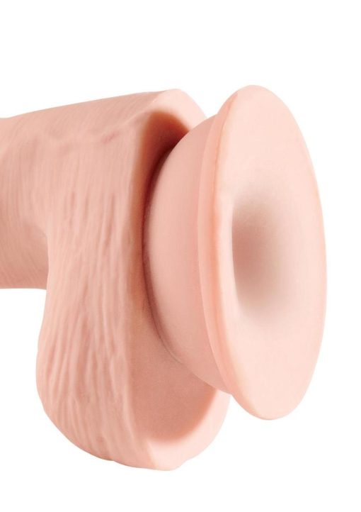 King Cock Plus Triple Density Dildo with Balls 5in - Vanilla - Image 3