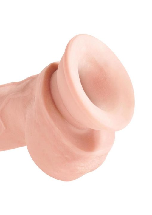 King Cock Plus Triple Density Dildo with Balls 8in - Vanilla - Image 3