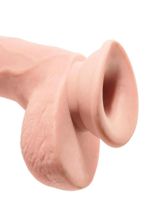 King Cock Plus Triple Density Dildo with Balls 9in - Vanilla - Image 3