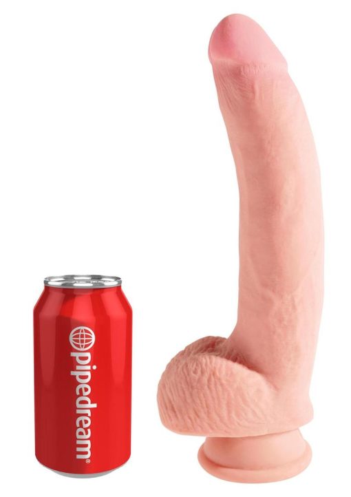 King Cock Plus Triple Density Dildo with Balls 10in - Vanilla - Image 3