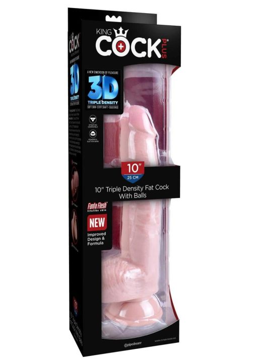 King Cock Plus Triple Density Fat Dildo with Balls 10in - Vanilla - Image 2
