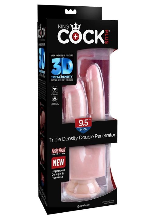 King Cock Plus Triple Density Double Penetrator Dildo 9.5in -Vanilla - Image 2