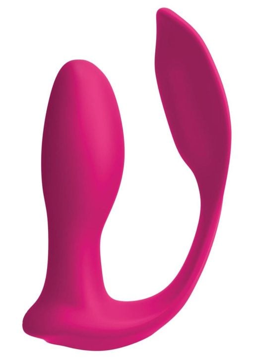 Threesome Double Ecstasy Silicone Rechargeable Vibrator With Remote Control - Pink - Image 3