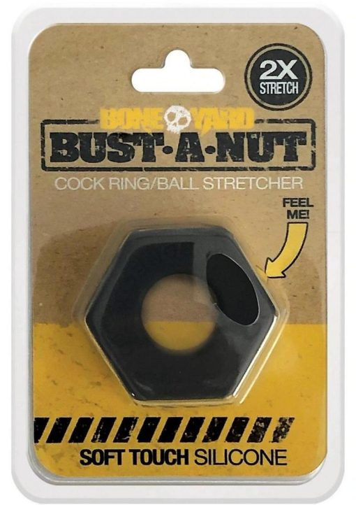 Boneyard Bust A Nut 2X Stretch Silicone Cock Ring Ball Stretcher - Black - Image 2