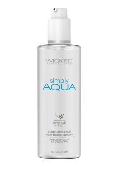 Wicked Simply Aqua Water Based Lubricant With Olive Leaf Extract 4oz