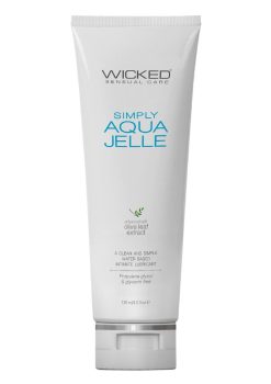 Wicked Simply Aqua Jelle Water Based Lubricant With Olive Leaf Extract 4oz Tube