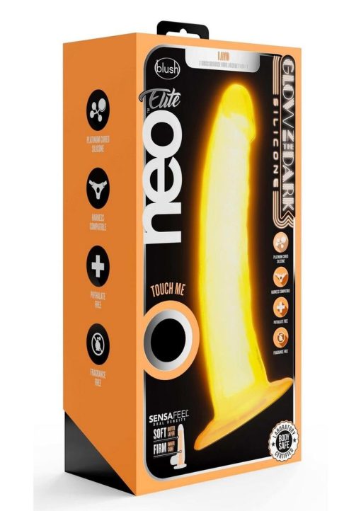 Neo Elite Glow in the Dark Dildo 7.5in - Orange - Image 2