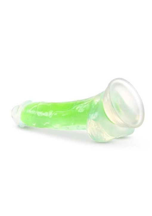 Neo Elite Glow in the Dark Dildo With Balls 7.5in - Green - Image 4