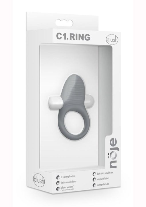 Noje C1 Rechargeable Silicone Cock Ring - Slate - Image 2