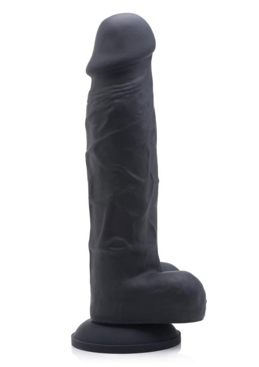 Strap U Silicone Dildo with Balls - Black - Image 3