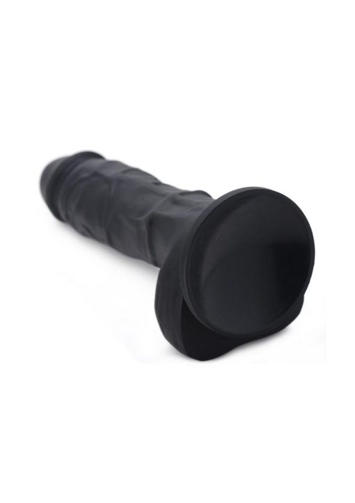 Strap U Silicone Dildo with Balls - Black - Image 4