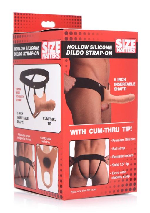 Size Matters Hollow Silicone Dildo Strap-On - Vanilla - Image 2