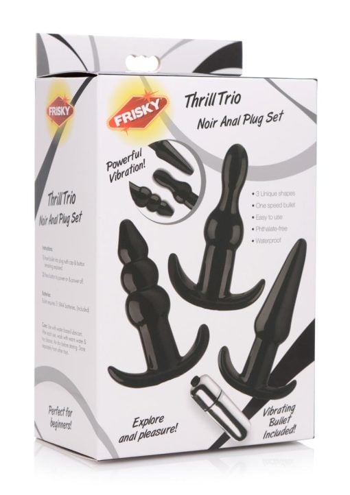 Frisky Thrill Trio Anal Plug Set - Black - Image 2