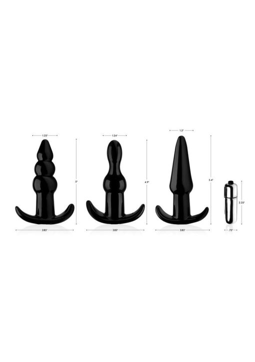 Frisky Thrill Trio Anal Plug Set - Black - Image 4