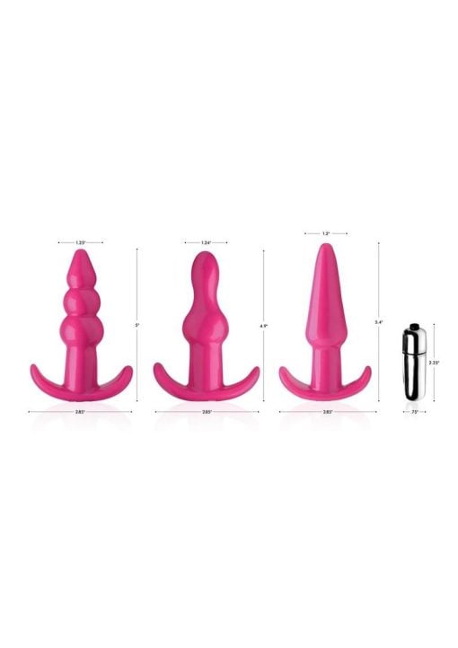 Frisky Thrill Trio Anal Plug Set - Pink - Image 4