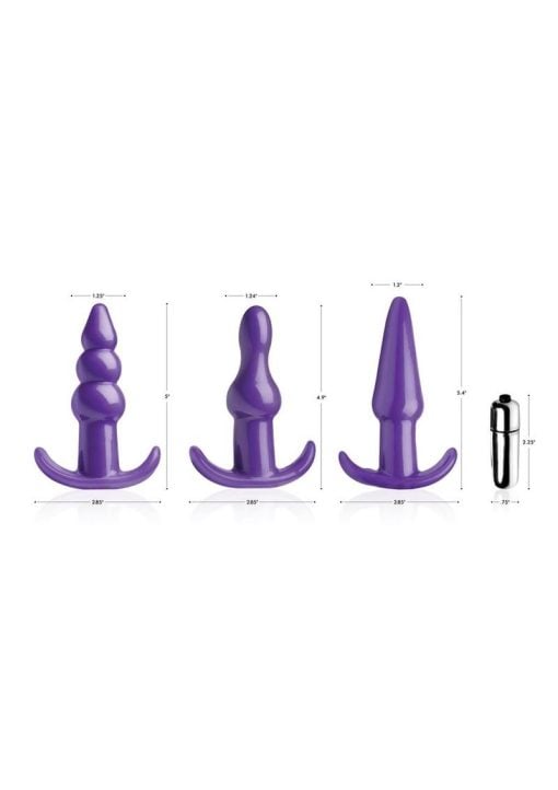 Frisky Thrill Trio Anal Plug Set - Purple - Image 4