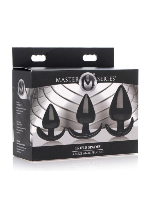 Master Series Triple Spades 3 Piece Anal Plug Set - Black - Image 2