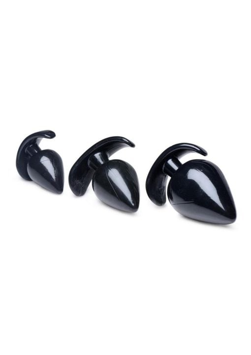 Master Series Triple Spades 3 Piece Anal Plug Set - Black - Image 3