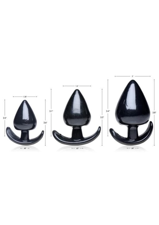 Master Series Triple Spades 3 Piece Anal Plug Set - Black - Image 4