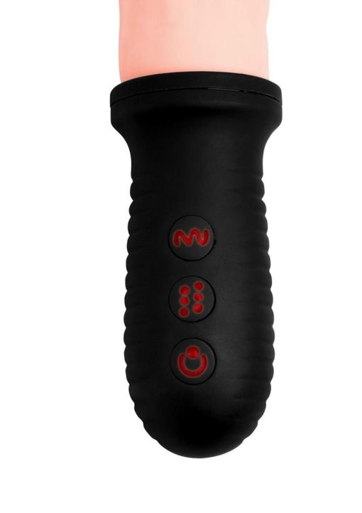 Master Series 8x Auto Pounder Rechargeable Silicone Vibrating and Thrusting Dildo With Handle 10in - Vanilla - Image 3