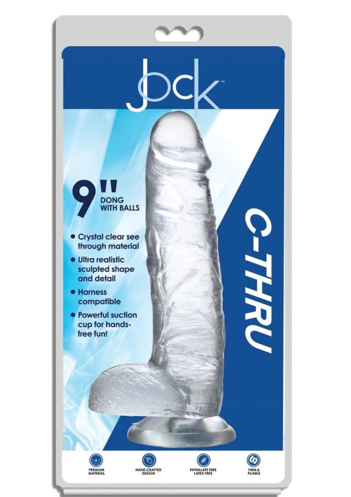 Jock C-Thru Realistic Dong with Balls 9 in - Clear - Image 2