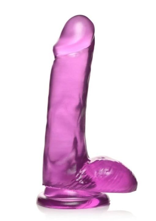 Lollicock Slim Stick Dildo with Balls 6in - Grape Ice