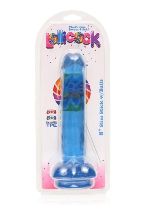 Lollicock Slim Stick Dildo with Balls 8in - Berry Ice - Image 2