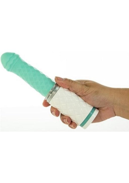 Pillow Talk Feisty Silicone Thrusting and Vibrating Massager - Teal - Image 4