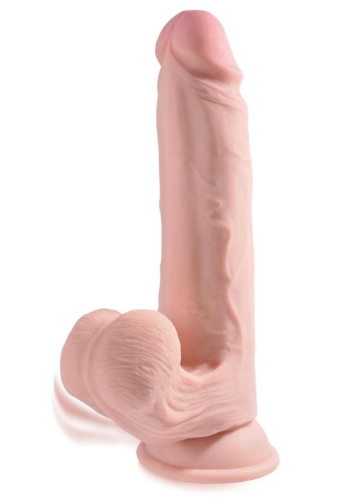 King Cock Triple Density Cock with Swinging Balls 9in - Vanilla - Image 3