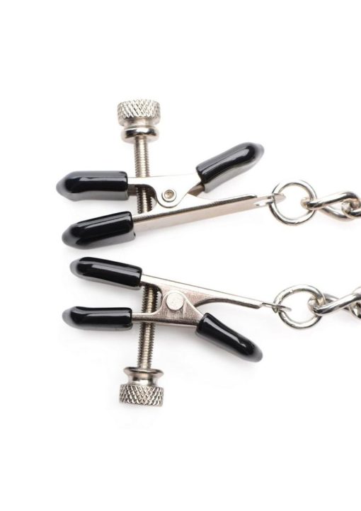 Master Series Titty Taunter Nipple Clamps With Weighted Bead - Silver - Image 4