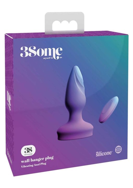3Some Wall Banger Silicone Rechargeable Remote Control Anal Plug - Purple - Image 2