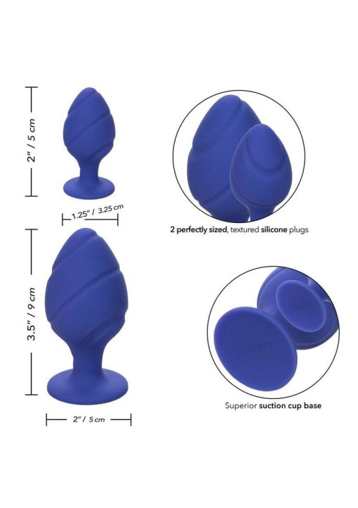 Cheeky Silicone Textured Anal Plugs Large/Small (Set of 2) - Purple - Image 4