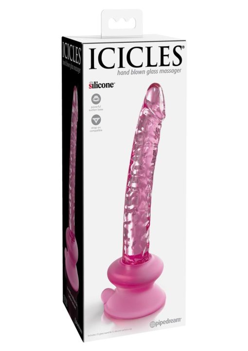 Icicles No 86 Glass Wand With Bendable Silicone Suction Cup - Pink - Image 2