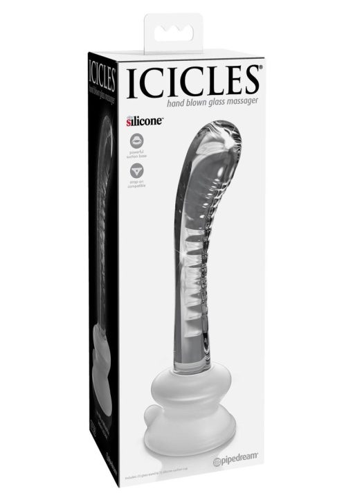 Icicles No 88 Glass G-Spot Wand With Bendable Silicone Suction Cup - Clear - Image 2