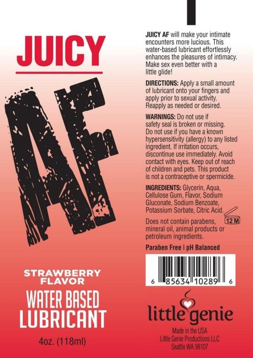 Juicy AF Water Based Flavored Lubricant Strawberry 2oz - Image 2