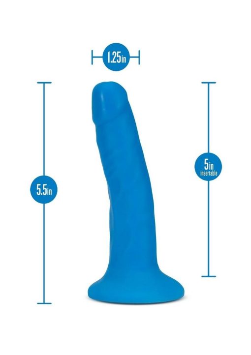 Neo Elite Silicone Dual Density Dildo 6in - Blue - Image 4