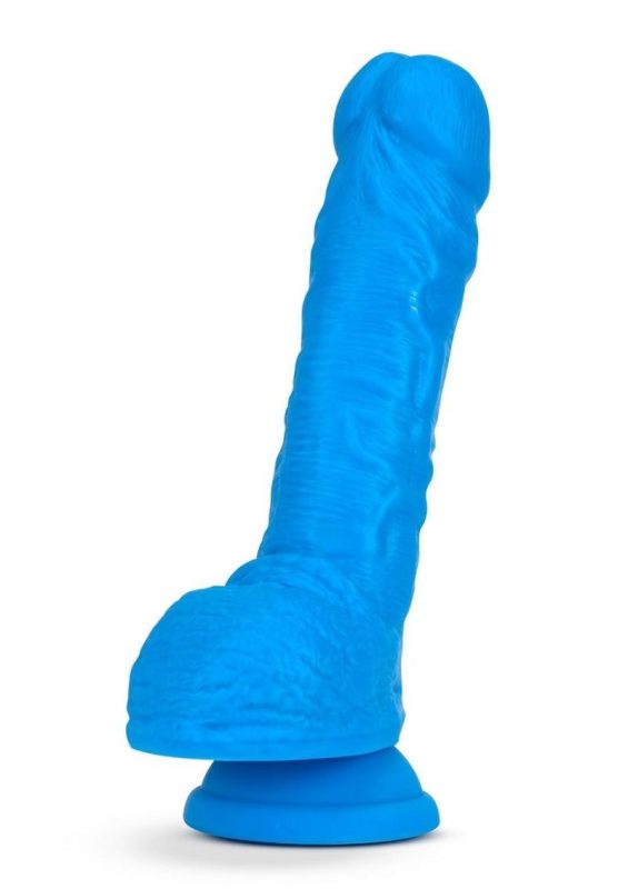 Neo Elite Silicone Dual Density Dildo with Balls 9in - Blue