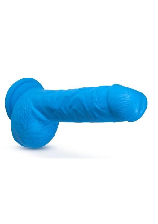 Neo Elite Silicone Dual Density Dildo with Balls 9in - Blue - Image 3