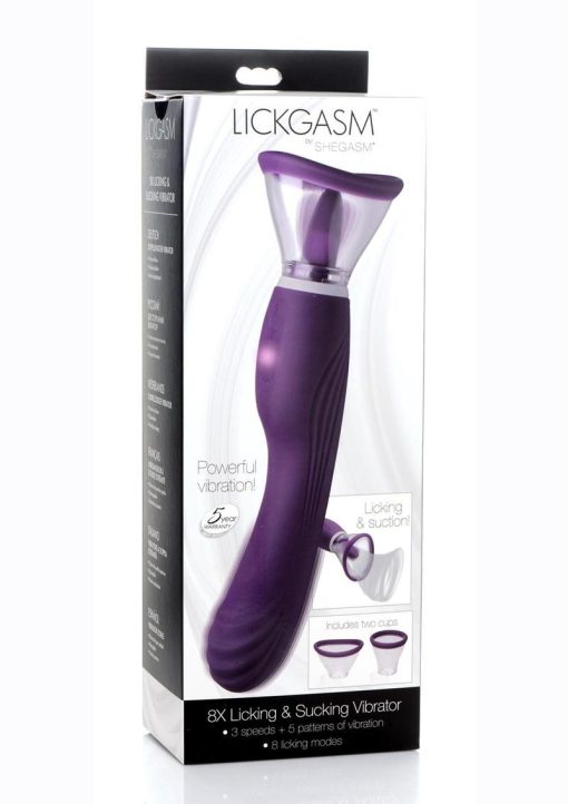 Inmi Shegasm Rechargeable Silicone Licking and Sucking Vibrator - Purple - Image 2