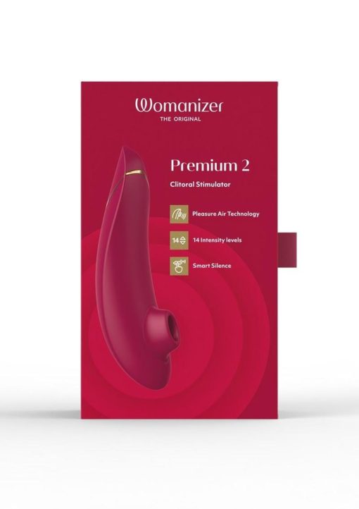 Womanizer Premium 2 Rechargeable Silicone Clitoral Stimulator - Bordeaux - Image 2