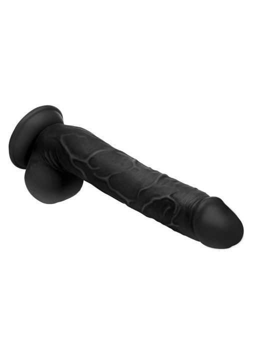 Master Cock Long Logan Dildo with Balls 10in - Black - Image 3