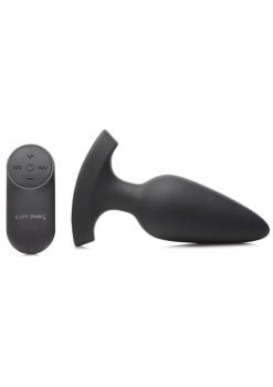 Booty Sparks Laser F... Me Rechargeable Silicone Anal Plug with Remote Control - Large - Black with Red Light