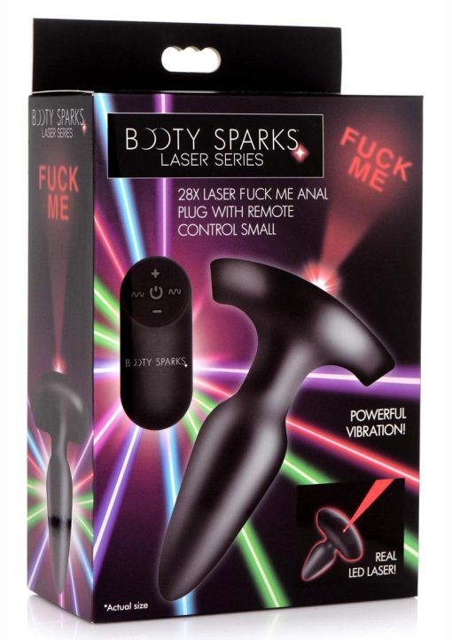 Booty Sparks Laser F... Me Rechargeable Silicone Anal Plug with Remote Control - Small - Black with Red Light - Image 2