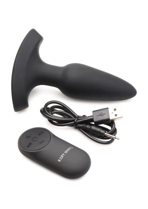 Booty Sparks Laser F... Me Rechargeable Silicone Anal Plug with Remote Control - Small - Black with Red Light - Image 3