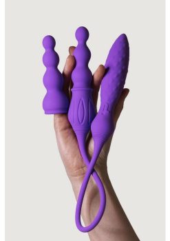 2X Rechargeable Silicone Double Vibrator with Remote Control - Purple